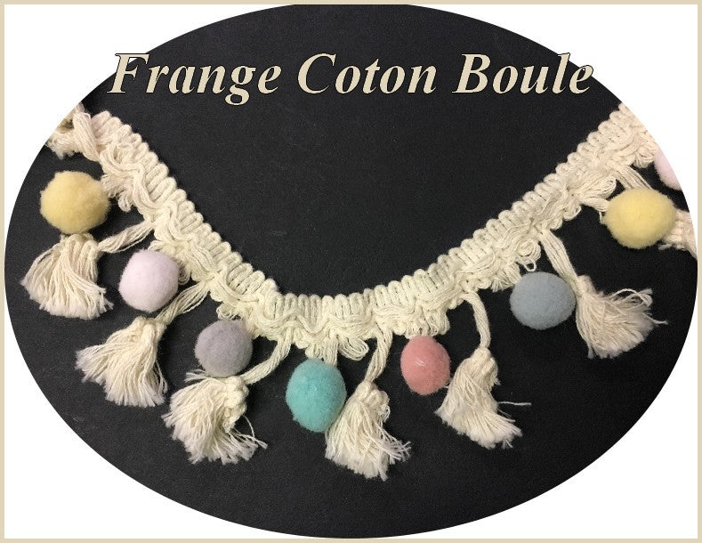 5cm Ecru Fringe by the Meter in Multicolored Pompoms and Balls for Creative Hobbies.