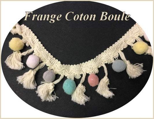 5cm Ecru Fringe by the Meter in Multicolored Pompoms and Balls for Creative Hobbies.