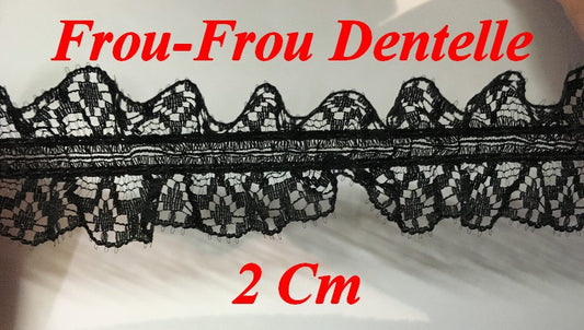 FrouFrou Lycra En Dentelle Noir  En 2 Cm A Coudre Pour Lingerie Et Customisations.