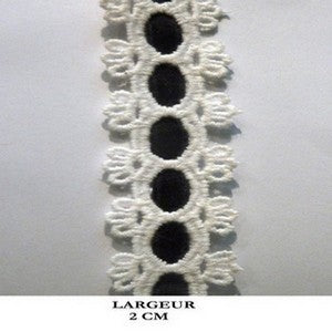 Braid by the meter in trimmings 2 cm white and black sewing.