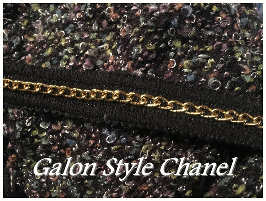 Galon Au Mètre Style " Chanel" Noir Au Mètre Orné De Chainette Doré