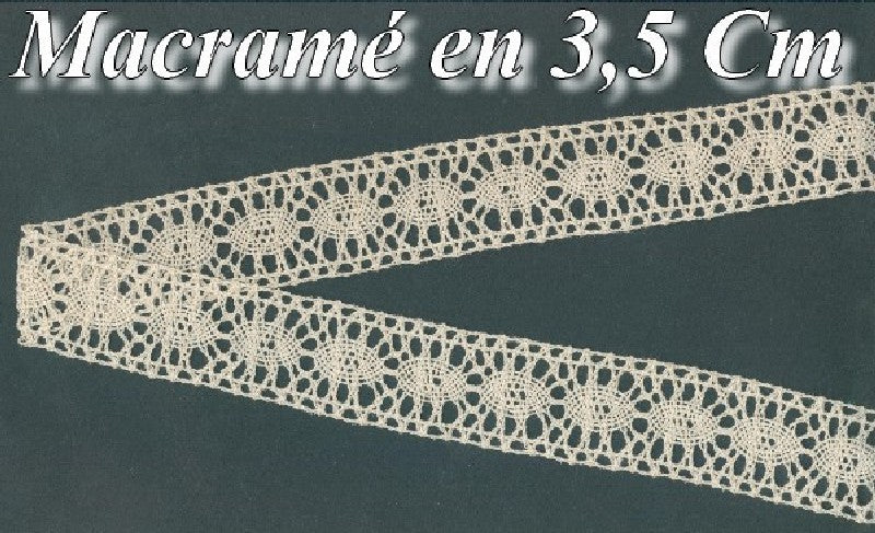 Galon Dentelle Macramé Au Mètre En 3,5 Cm  Ecru, A Coudre.