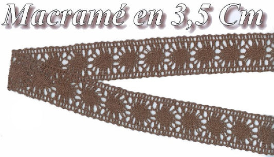 Macrame Lace Trim by the Meter in 3.5 cm Chocolate Brown to Sew.