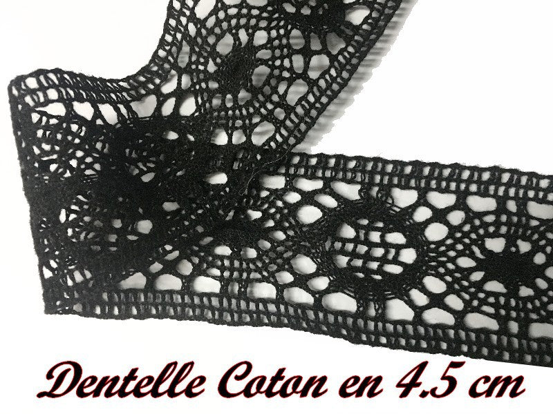 Macrame Lace Trim by the Meter in 4.5 cm Black, to Sew.