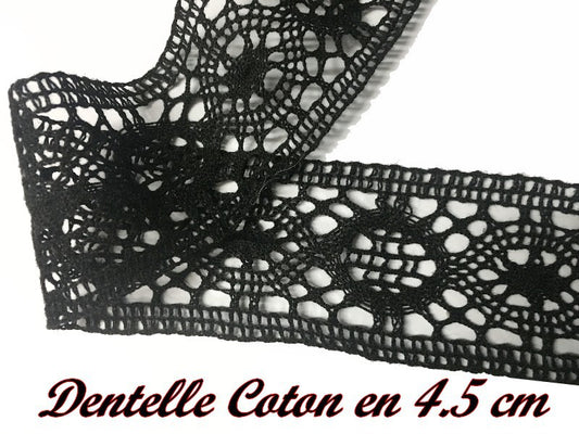 Macrame Lace Trim by the Meter in 4.5 cm Black, to Sew.