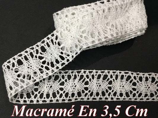 Macrame Lace Trim 3.5cm, White, Black, Ecru, Chocolate, To Sew.