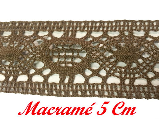 5 cm Beige Macrame Lace Trim for Sewing.