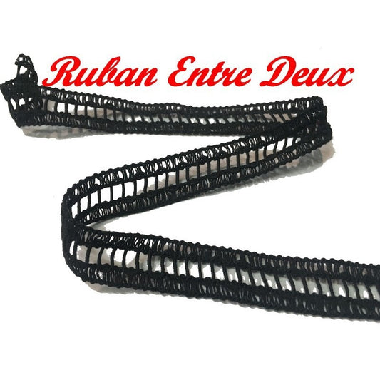 Braid Between Two By The Meter Black In Day Scale of 2 cm To Sew For Clothes sewing