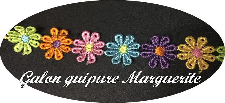 Galon Guipure Marguerite Au Mètre Multicolor  Pour la Customisations De vetements.