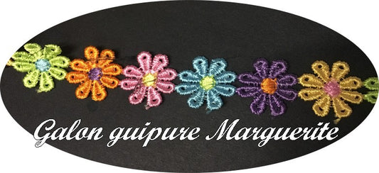 Galon Guipure Marguerite Au Mètre Multicolor  Pour la Customisations De vetements.