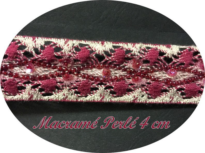 Macrame braid by the meter in 4 cm to sew burgundy For decorations and customizations.