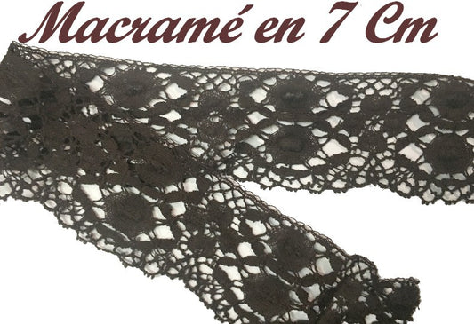 Galon macramé Au Mètre En 7 cm A Coudre Marron Pour décoartions et Customisations.