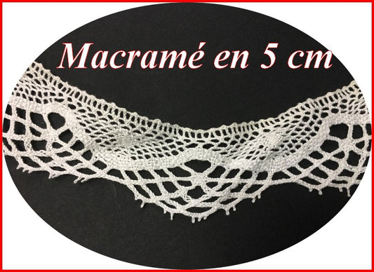 Galon Macramé Blanc  En 5 cm Festonné A Coudre.