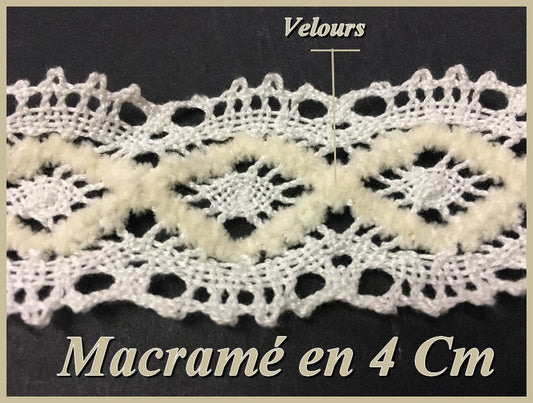 Galon Macramé En 4 cm Blanc En Entre Deux, A Coudre  Pour Décorations Et Loisirs Créatifs