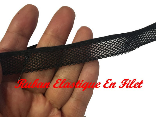 Galon Ruban Au Mètre en Filet Noir Elastique en 17 mm pour Lingerie et Customisations