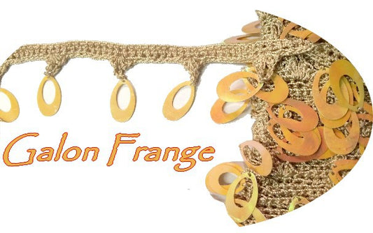 Galon Ruban au mètre en Frange Sequins Irisé Beige 4 cm