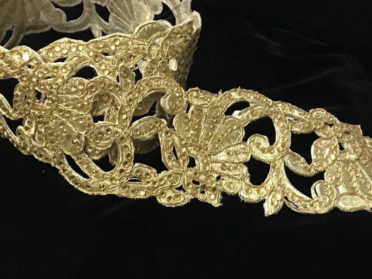 Galon Ruban Brodé Doré OR Strassé  Pour Décorations Caftans Et Customisations.