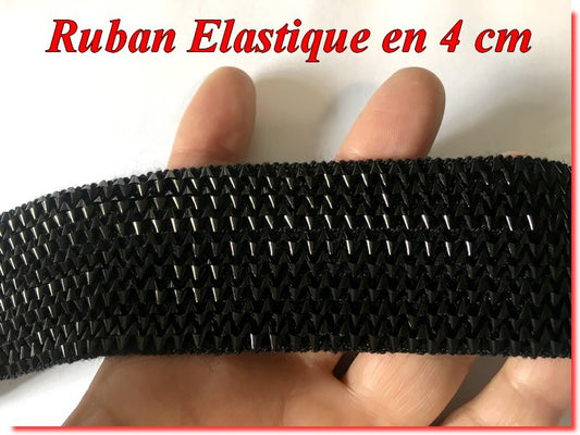 Galon Ruban Elastique En 40 mm Noir, Pour Lingerie, Et Customisations.