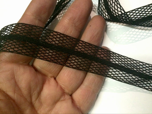 Galon Ruban en Filet Noir  Elastique en 25 mm pour Lingerie et Customisations