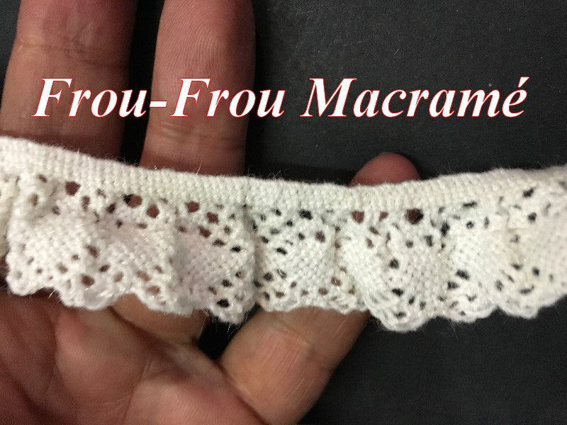 Galon Ruban Lycra FrouFrou En Dentelle Macramé Ivoire  En 2 Cm A Coudre Pour Lingerie Et Customisations.
