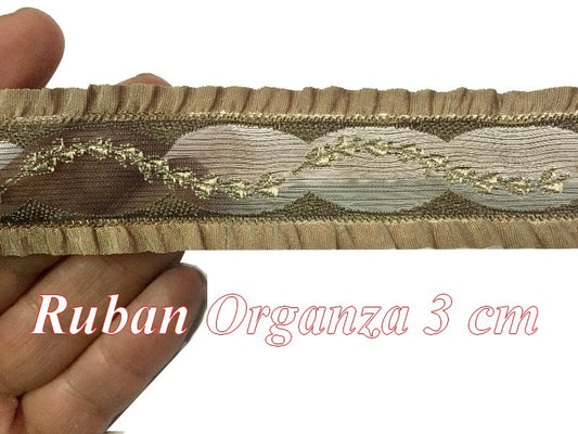 Galon Ruban Organza Au Mètre  En 3 Cm choco A Coudre Pour Loisirs Créatifs Et Lingerie.