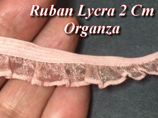 Galon Ruban Organza Lycra Saumon En 2 Cm A Coudre Pour Loisirs Créatifs Et Lingerie.