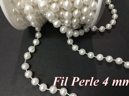 Galon Ruban Perle Au Mètre, Fil Perlé Au Mètre Couleur Blanc Pour Décorations Guirlande Et Loisirs Créatifs