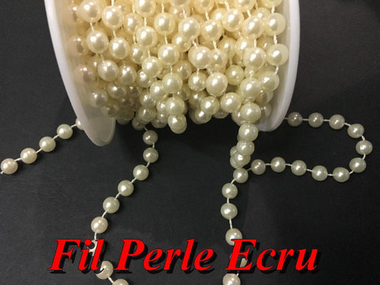 Galon Ruban Perle Au Mètre, Fil Perlé Au Mètre Couleur Ecru Pour Décorations Guirlande Et Loisirs Créatifs