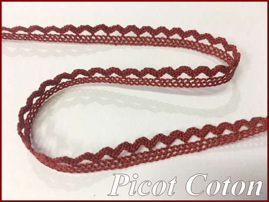 Galon Ruban Picot Rouge Brique En Tissu  Macramé En 8 mm Féstonné, Pour Vetements, et Customisations.