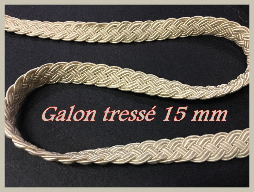 Galon Ruban Tressé en 15 mm Au Mètre Ecru couture.