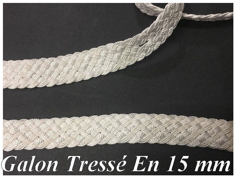 Galon Ruban Tressé en 15 mm Blanc Au Mètre couture.