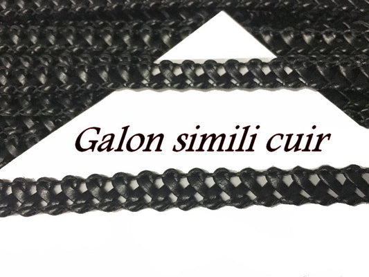 Galon Ruban Tressé En Simili Cuir Noir  A Coudre Pour Loisirs Créatifs Et Décorations.