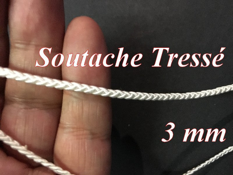3mm Braided Soutache Trim by the Meter White in Sewing Trimmings.