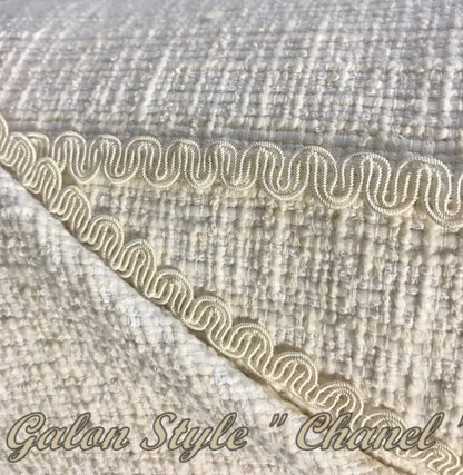 Galon style Chanel écru au mètre, style couture pour tweed et accessoires
