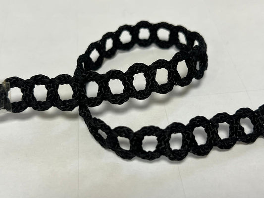 Galon Style Chanel Noir – Tresse Ajourée Satinée – Vente au Mètre – Couture Chic