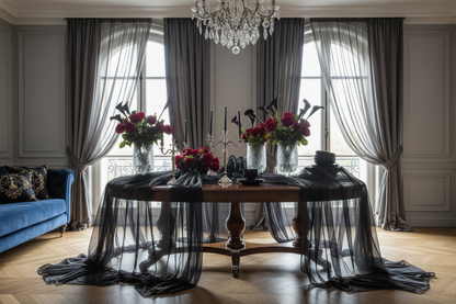 Coupon Mousseline de Soie Noire 3 mètres — Black Silk Chiffon