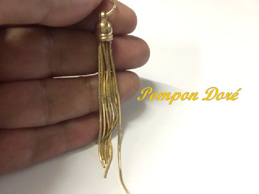 10cm Gold Tassel Pendant with Fringe Chains for Decorations and Customizations.