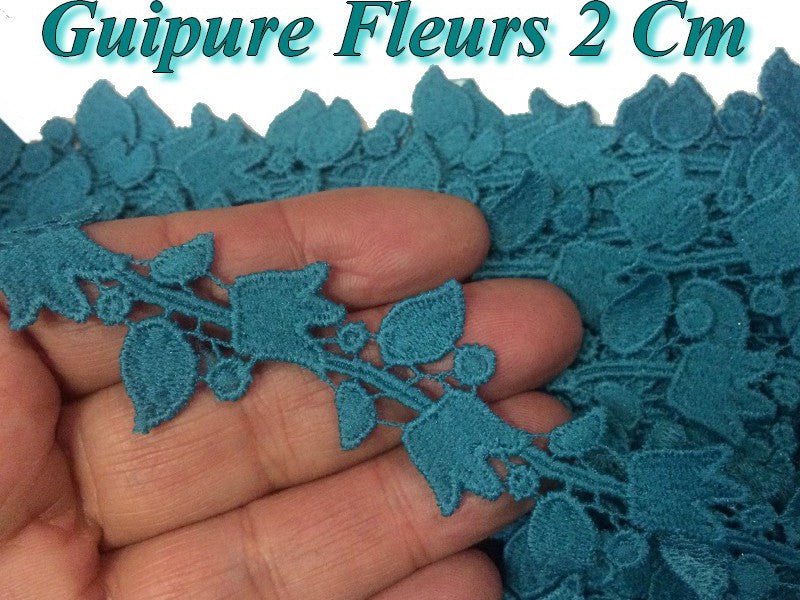 Guipure Au Mètre en 2 cm En Vert Canard, A Coudre Pour Loisirs Créatifs, Customisations.