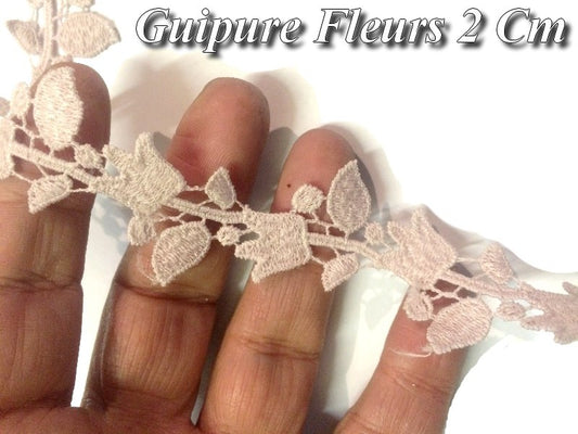 Guipure by the meter in 2 cm in old pink, to sew for creative hobbies, customizations.