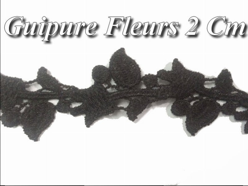 Guipure by the meter in 2 cm Black to sew for creative hobbies, customizations.
