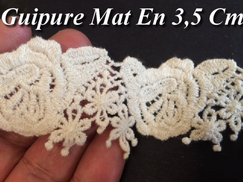 Guipure by the meter in 3.5 cm Ecru Matte to sew for creative hobbies.