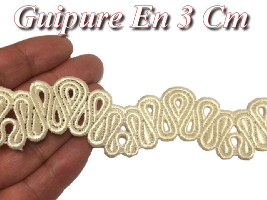 Guipure By The Meter Scalloped In 3 cm Ecru To Sew Customizations.