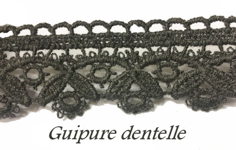 Grey Guipure by the Meter in 3.5 cm Sewing..