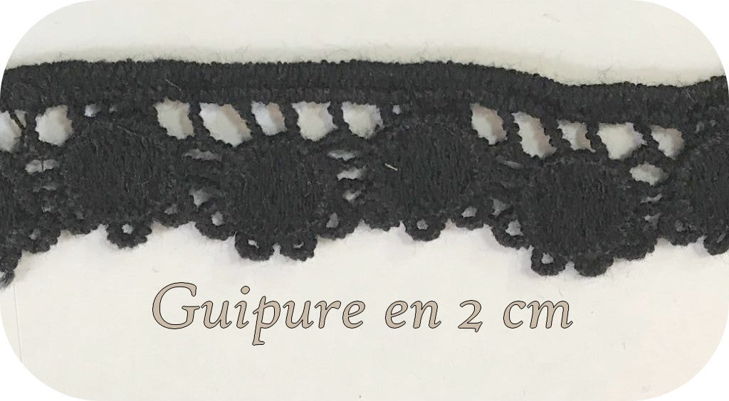 2 cm Black teardrop guipure: Delicate elegance for your creations"