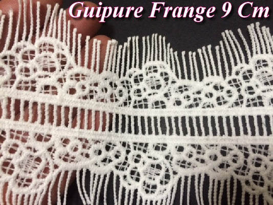 9 cm White Guipure, Charleston Fringe to Sew.