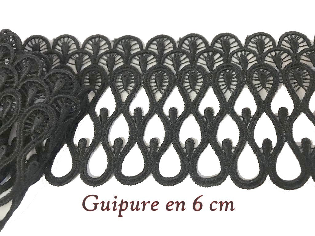 6 cm black guipure: Elegance and delicacy for your creations. Let your creativity speak!