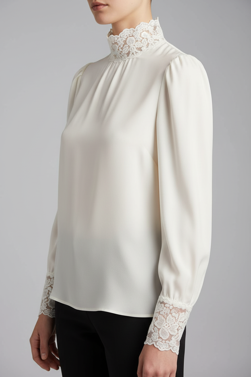 Top avec dentelle brodée blanche sur tulle 8cm - galon élégant