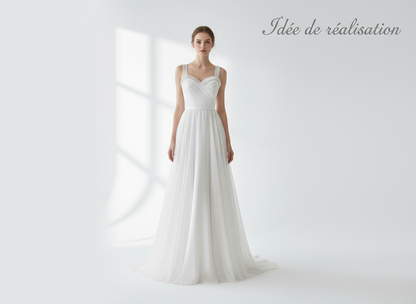 Ruban Plissé Satin Organza Filet 85mm - Stretch Élégant