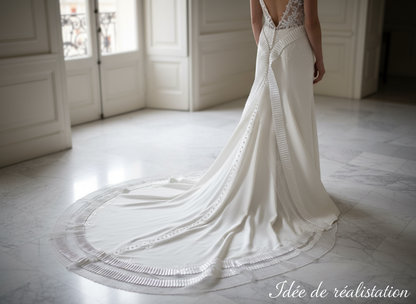 Ruban Plissé Satin Organza Filet 85mm - Stretch Élégant