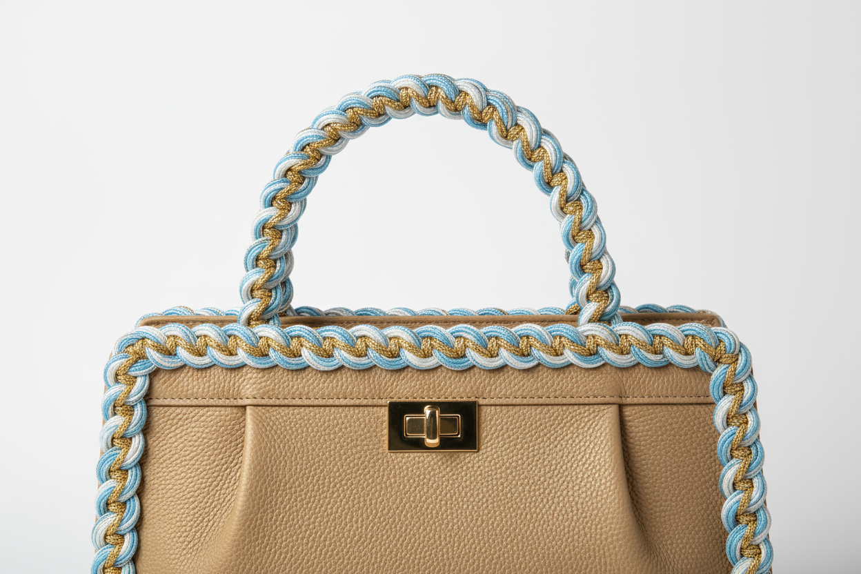 Galon Tressé Tricolore 15mm Bleu Blanc Doré - Cordon Décoratif Luxe Style Chanel